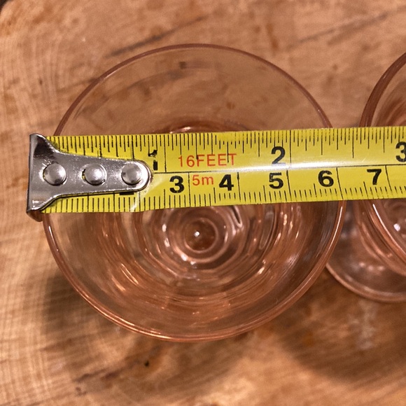 SET PADEN CITY GLASS PARTY LINE CHERIGLO PINK BLOCK OPTIC 3" WINE TUMBLER 1928- - Picture 5 of 7